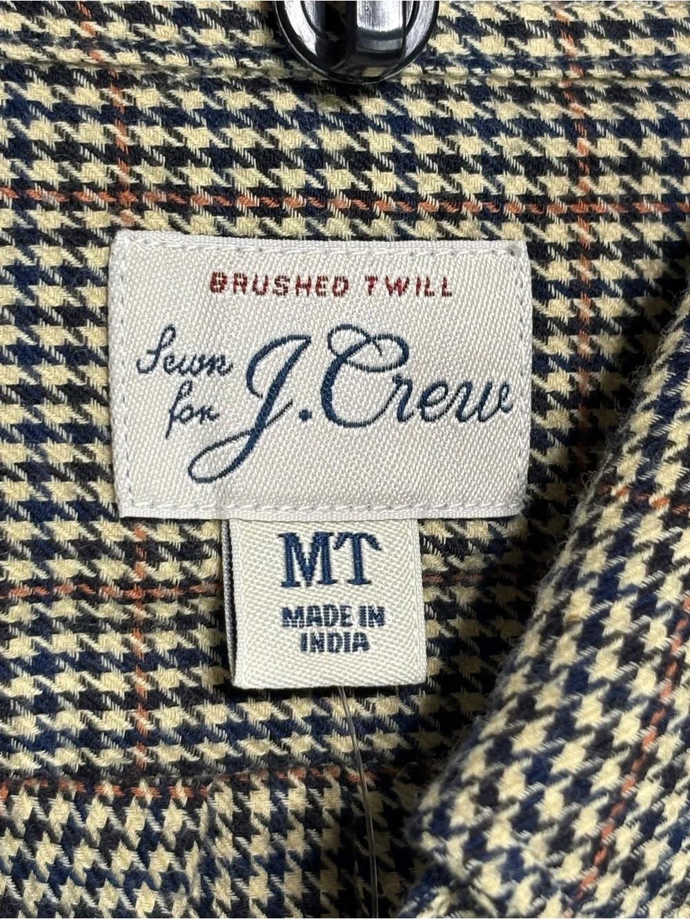 J. Crew Brushed Twill Houndstooth Shirt Button Down Men’s Medium Tall